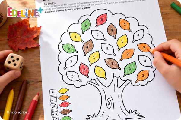 Der bunte Würfelbaum zum Ausmalen - Würfelbaum Ausmalspiel zum Ausdrucken | Edeline-Kidz