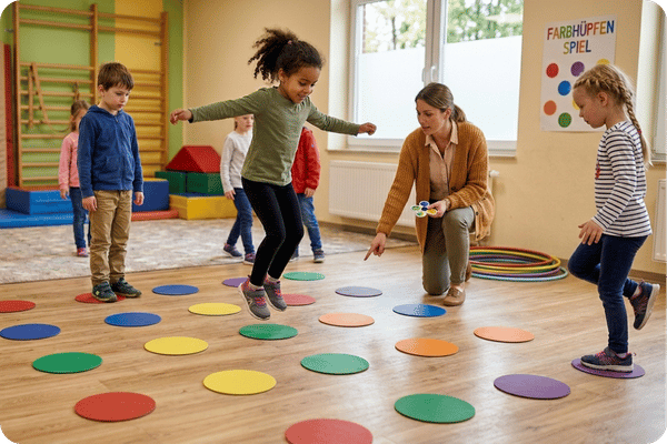 Hüpfspiele Kinder draußen