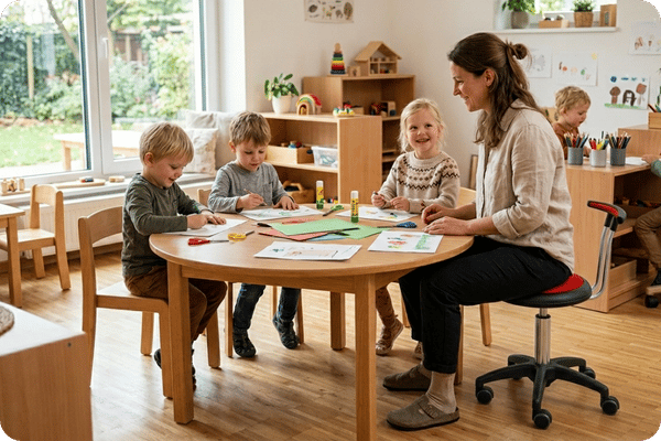 Kita Stuhl mit Rollen und Lehne