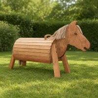 Outdoor Holzpferd 50 cm von hinten