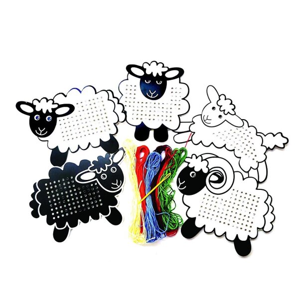 Fädelkarten Schafe 5er Set 67