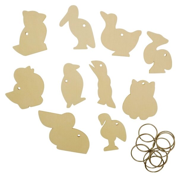 Vogel Holzschlüsselanhänger 10er Set 682