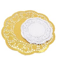 Spitzendeckchen 40er Set Silber und Gold 608