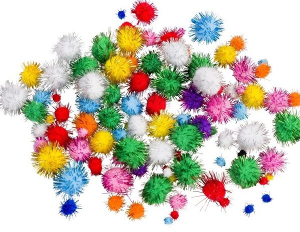 Glitter Pom Poms 100er Set 296