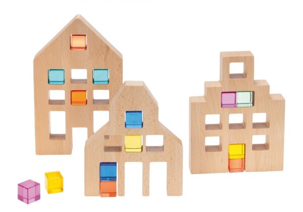 Holzhäuser für Acryl Würfel 3er Set 29