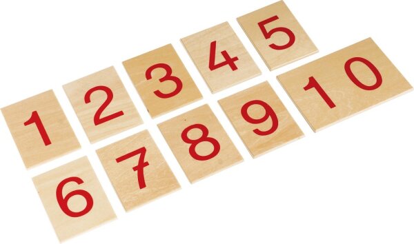 Montessori Satz Ziffern 1-10 auf Holzbrettchen 21