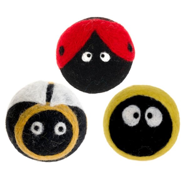 Filzbälle Käferchen, 3er Set