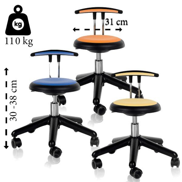 Rollhocker Midi mit Beckenstütze orange