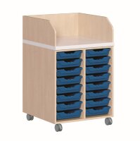 Wickelkommoden mit 16 flachen ErgoTray Boxen, fahrbar 60
