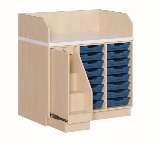 Wickelkommode mit ausziehbarer Treppe links, 16 flachen ErgoTray  247