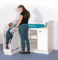 Wickelkommode mit ausziehbarer Treppe links, 8 Boxen