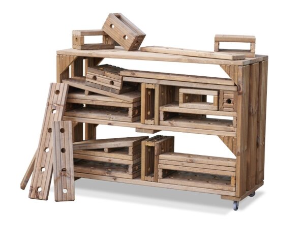 Outdoor-Baublocks, 25 Stück mit Wagen
