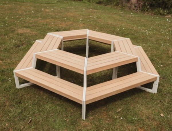 Outdoor Trapeztisch mit Bank