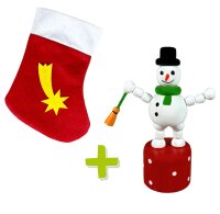 Weihnachtsset Stiefel + Wackelspiel Schneemann