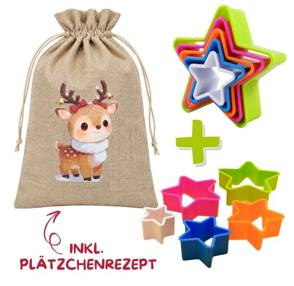 Weihnachtsset: Beutel + Ausstechförmchen Sterne