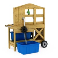 Outdoor Spielküche mit Pumpe - fahrbar, inkl. 32-tlg. Küchenset