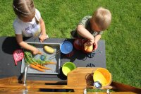 Outdoor Spielküche mit Pumpe - fahrbar, inkl. 32-tlg. Küchenset
