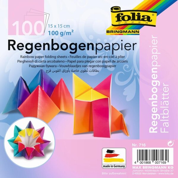 Faltblätter Regenbogen 100 g/m², 15x15 cm,100er 960