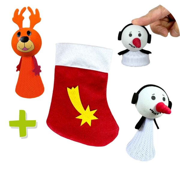 Weihnachtsset: Stiefel + Jumpy Elch/Schneemann