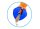 Greifer orange/blau