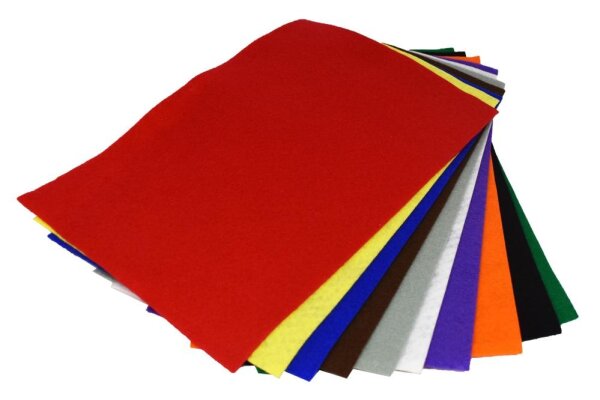 Bastelfilz 10 Farben - selbstklebend - Filzbogen-Set - Dekofilz 12