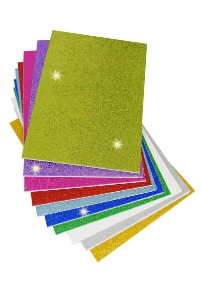 Moosgummi Glitzer A4, selbstklebend, 40er Set - Glitzer Moosgummi 641
