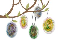 Klebepatronen Glitzer Bastelbeispiel Anhaenger