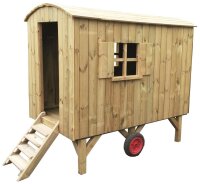 Spielhaus Bauwagen von Seite