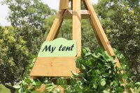 Outdoor Spielhaus Tipi Detail Schild