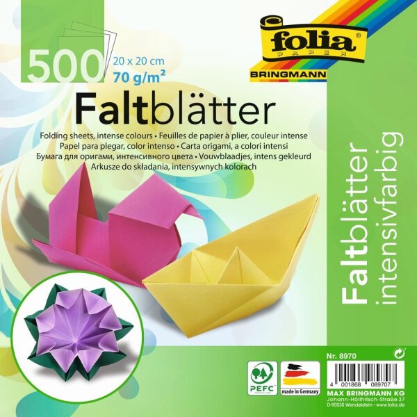 Faltblätter  20x20 cm, 70 g/m², 500er - farbig sortiert 931