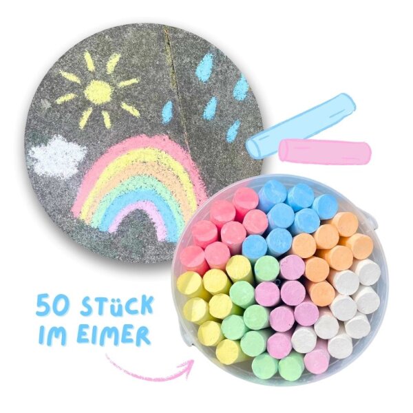 Straßenkreide im Eimer, 50er Set