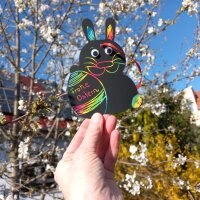 Kratzpapierset Ostern Bastelbeispiel hase