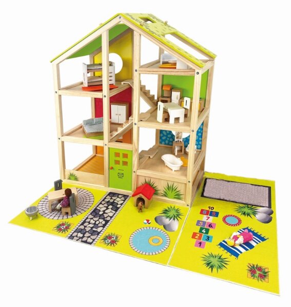 XXL Puppenhaus mit Möbel + Puppen, 44-tlg. 759