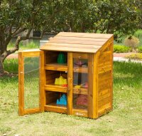 Outdoor Regalschrank mit Sichttüren, geöffnet