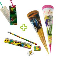 Schultüte mit Schreibset und  Lesezeichen