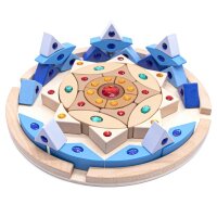 Holzsteine auf Mandala Legebrett