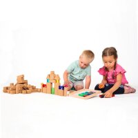 Korkbausteine + Leuchtbausteinkasten mit Kindern