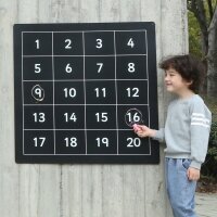 Kreidetafel Zahlen mit Kind Betonwand