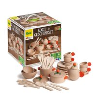 Packung und Inhalt Koch- und Geschirrset Holz
