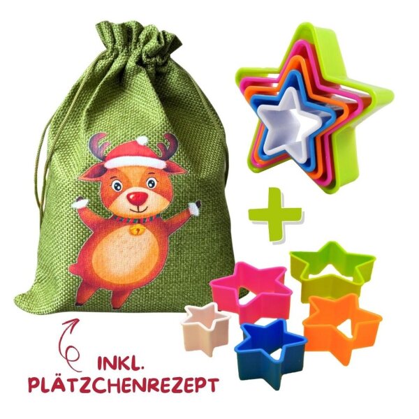 Weihnachtsbeutel mit Ausstechförmchen-Set Sterne