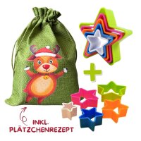 Weihnachtsbeutel mit Ausstechförmchen-Set Sterne