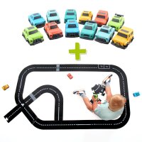 Straßenset mit Kind von oben + Fahrzeuge