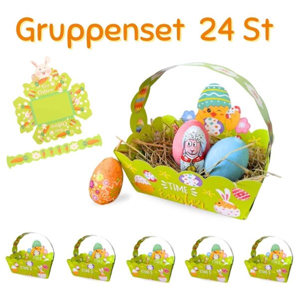 Osterkörbchen Küken grün - 24er Set
