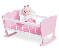 Puppenwiege Rosa, 4-tlg. mit Schäfchen