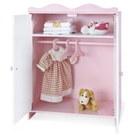 Puppen Kleiderschrank Rosa, Türen geöffnet