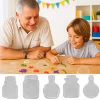 Opa und Kind basteln mit Doppelklebefolien