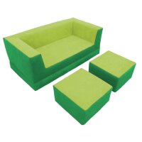 Klapp-Sofa mit 2 Hockern grün-hellgrün