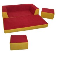 Klapp-Sofa mit 2 Hockern dunkelblau-blau