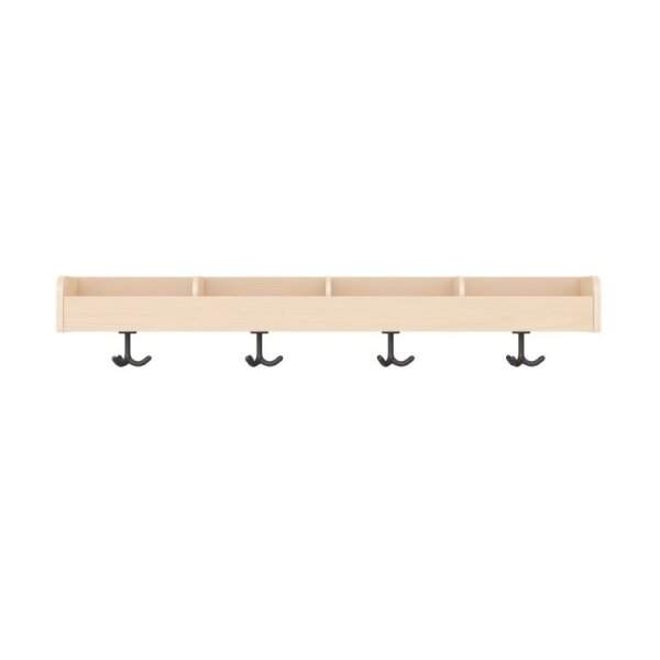 Garderobenablage 120 cm, 4 Fächer, frontal