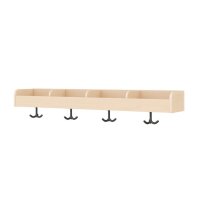 Garderobenablage 120 cm, 4 Fächer, schräg